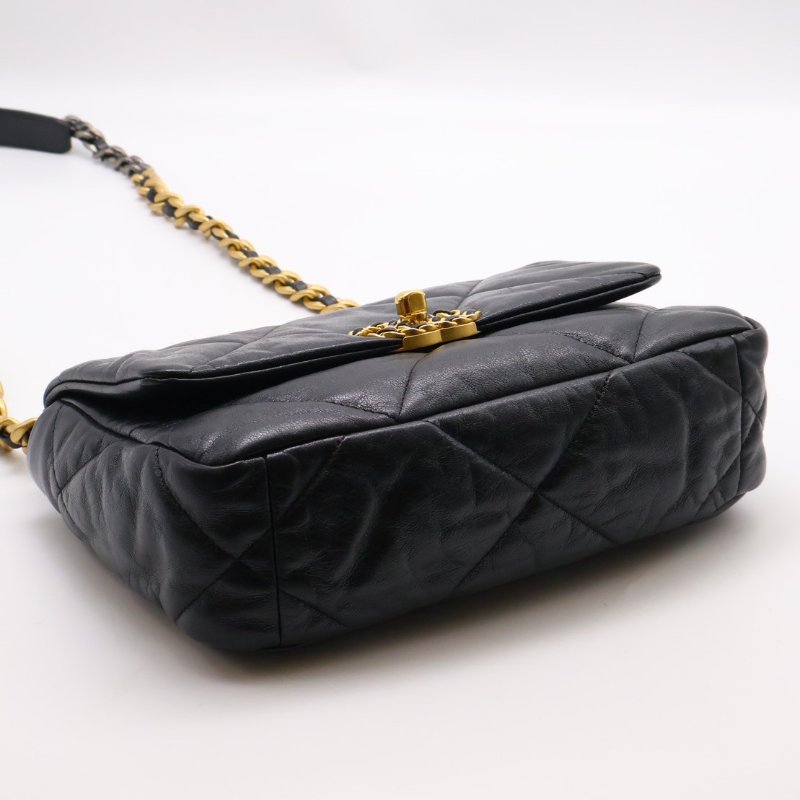 CHANEL 19 Bag 菱格紋羊皮手提肩背包 26 - 黑金29開-7