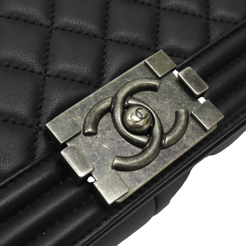 黑色 菱格紋 羊革 Boy 25 鍊帶 肩背包 【CHANEL 香奈兒】 A67086-10