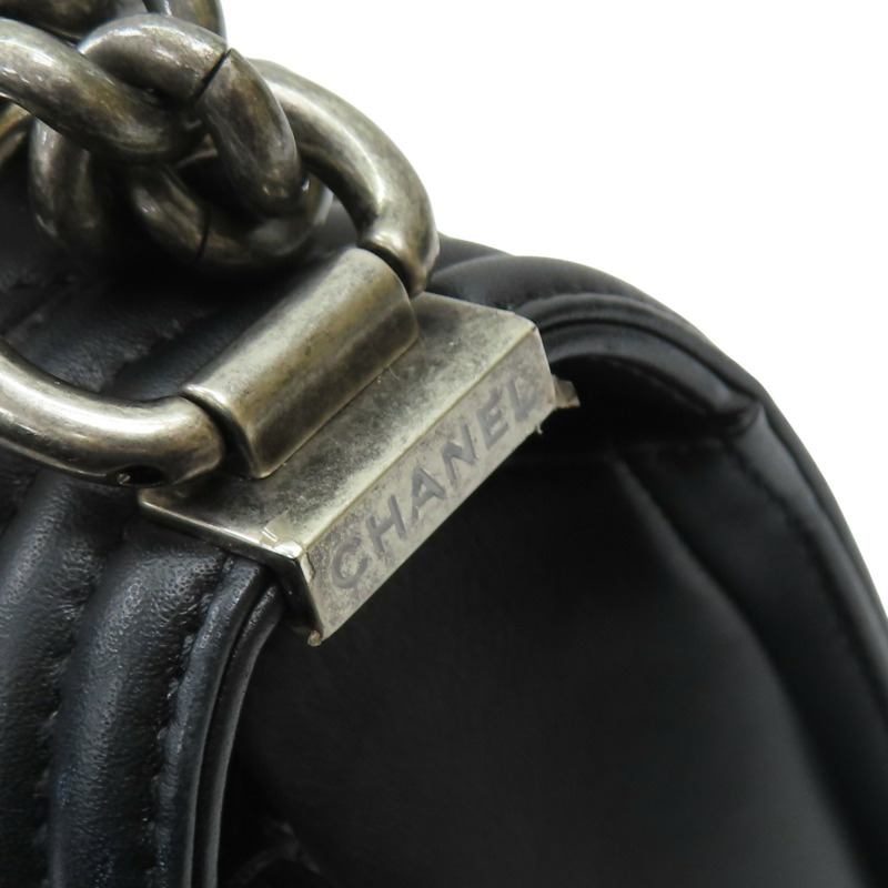 黑色 菱格紋 羊革 Boy 25 鍊帶 肩背包 【CHANEL 香奈兒】 A67086-11