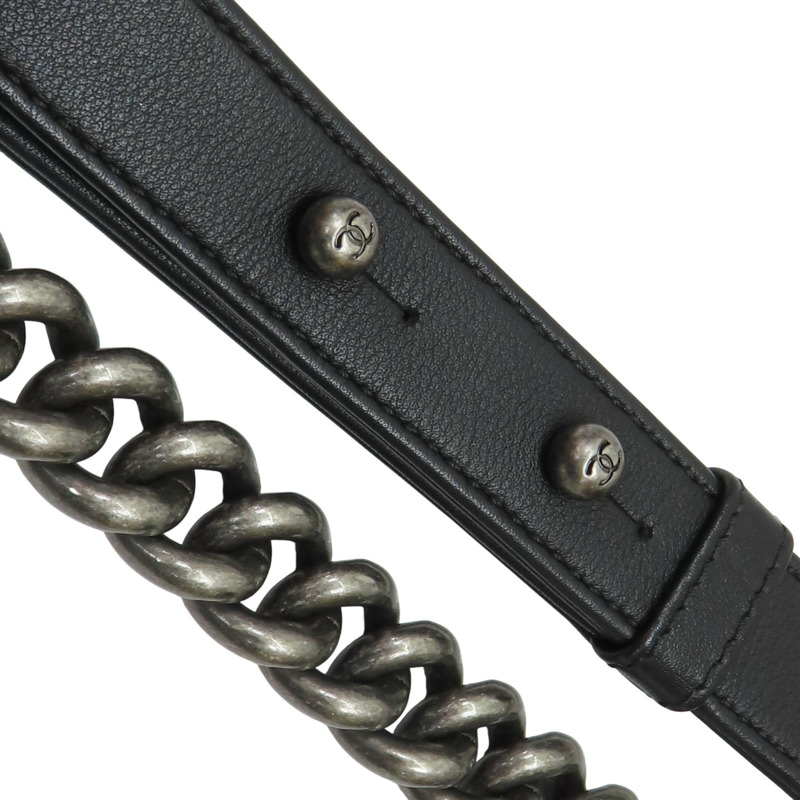 黑色 菱格紋 羊革 Boy 25 鍊帶 肩背包 【CHANEL 香奈兒】 A67086-18