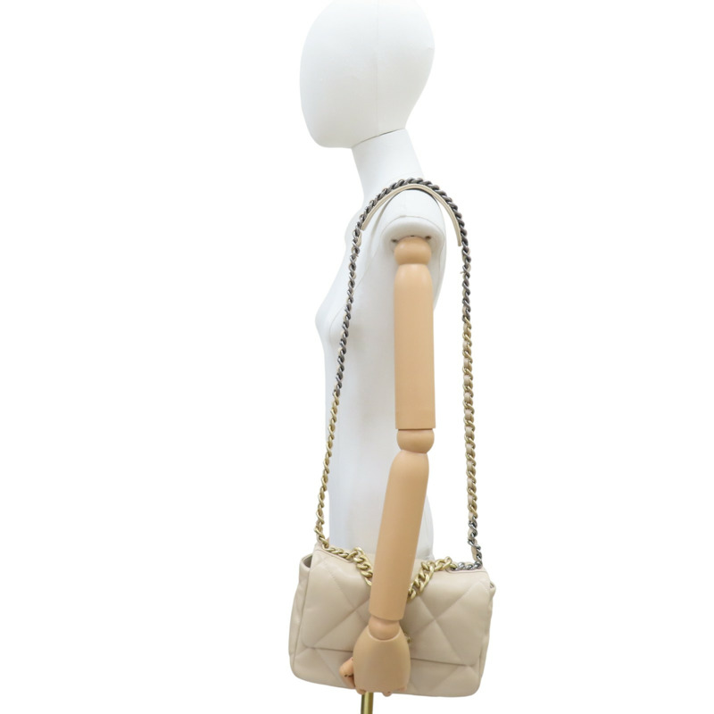 米色 羊皮 19 26CM 鍊帶 肩背包【CHANEL 香奈兒】 AS1160-9