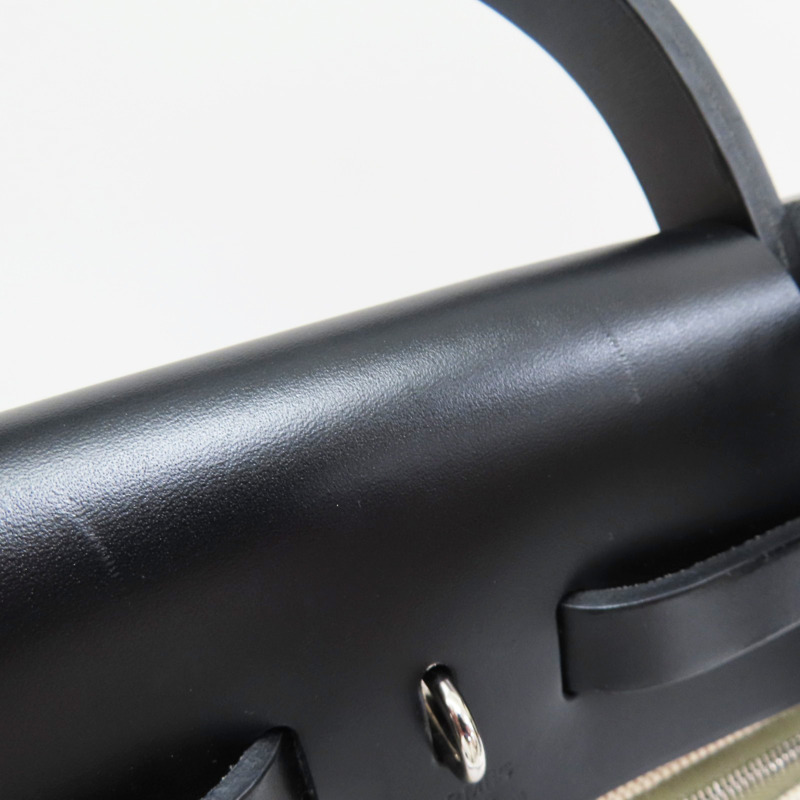 黑色 Vache Hunter牛皮 綠色帆布 Herbag 31 兩用包 Z刻【HERMES 愛馬仕】-16