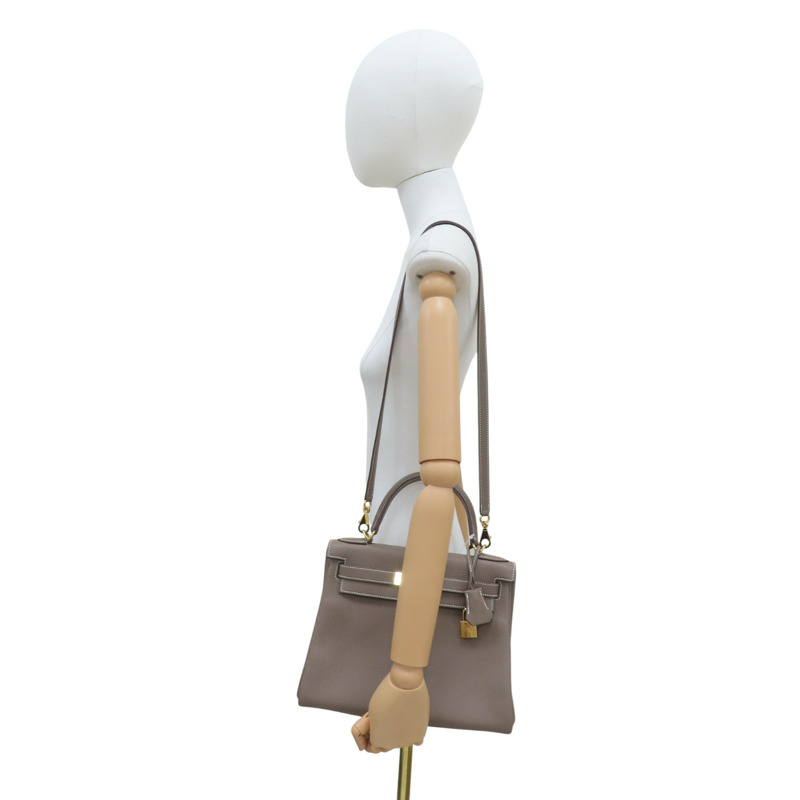 大象灰 TOGO牛皮 Kelly 28 凱莉包 兩用包 Y刻 金扣【HERMES 愛馬仕】-8