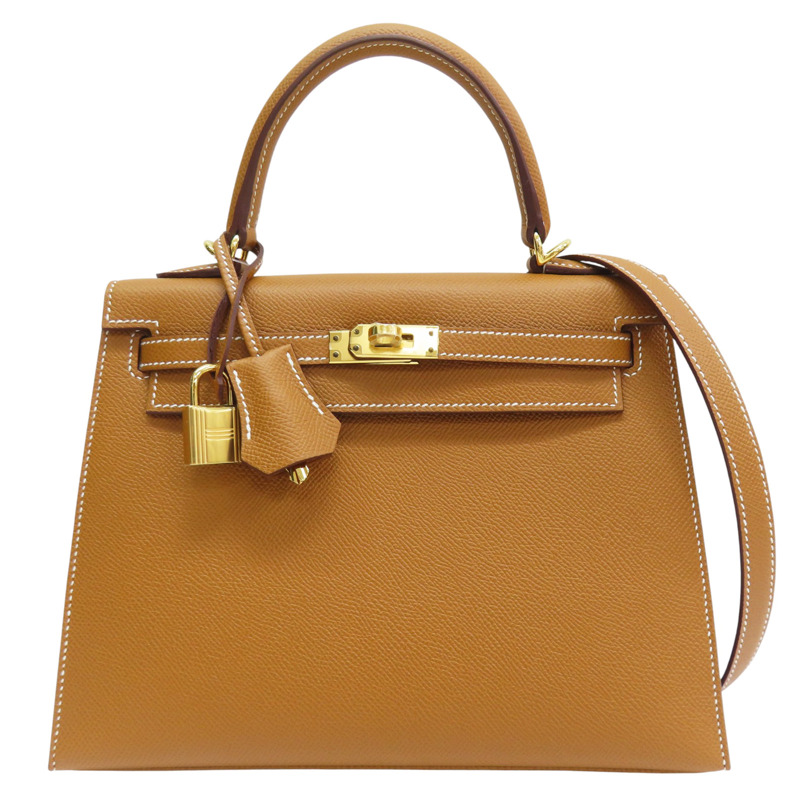 棕色 Epsom牛皮 Kelly 25 凱莉包 兩用包 U刻 金釦【HERMES 愛馬仕】-0