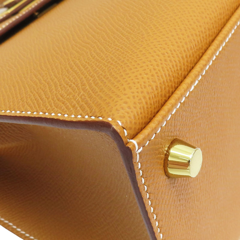 棕色 Epsom牛皮 Kelly 25 凱莉包 兩用包 U刻 金釦【HERMES 愛馬仕】-9