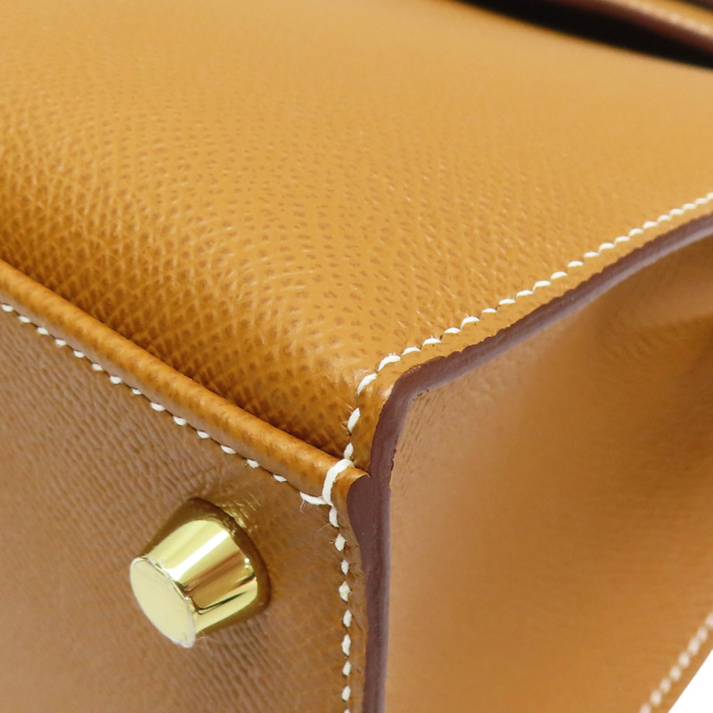 棕色 Epsom牛皮 Kelly 25 凱莉包 兩用包 U刻 金釦【HERMES 愛馬仕】-10