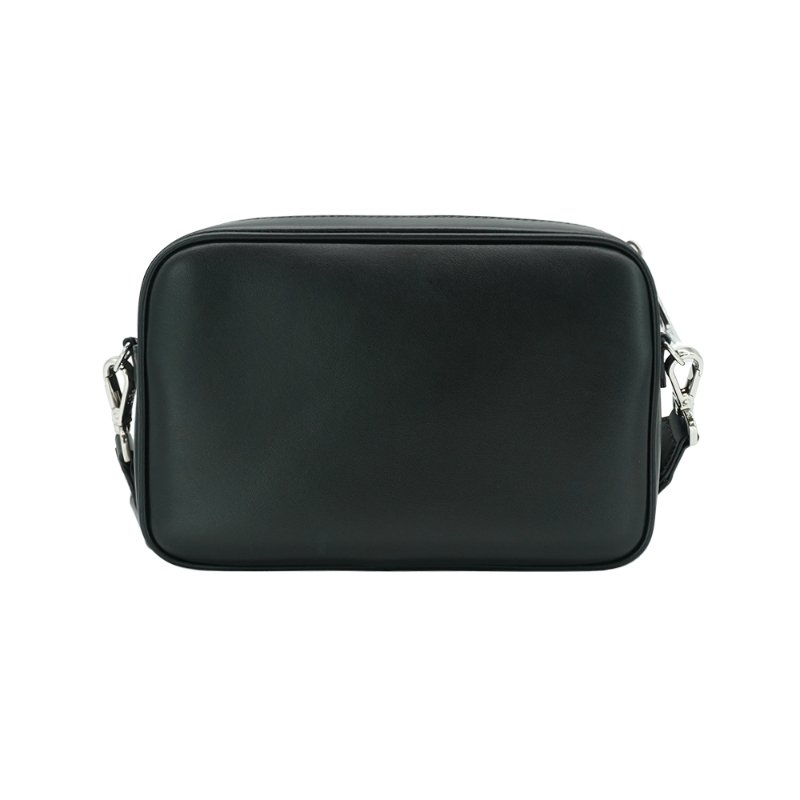 Fendi FF logo拚皮革斜背相機包(7M0286-黑灰)-2