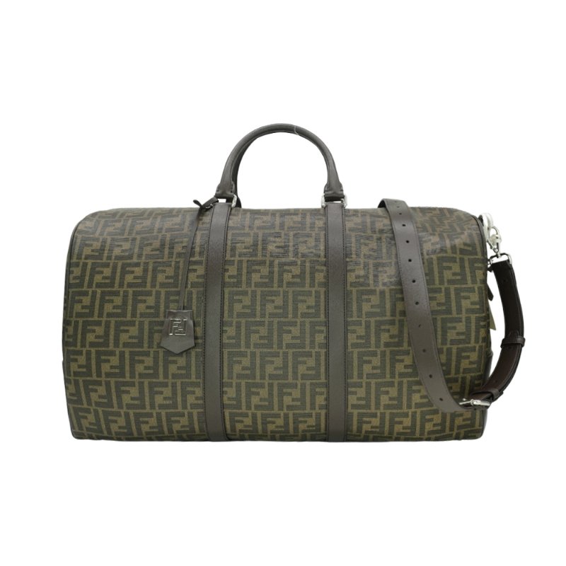 Fendi 帆布FF logo大型兩用行李袋(7VV162-咖)-0