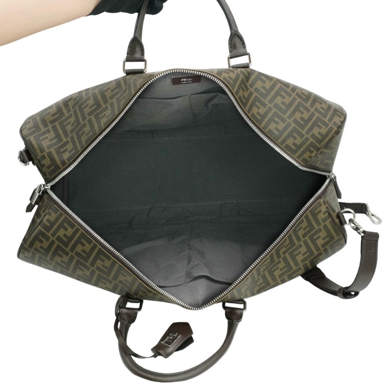 Fendi 帆布FF logo大型兩用行李袋(7VV162-咖)-4