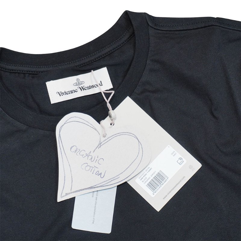 Vivienne Westwood 棉質彩色刺繡星球logo圓領女短T(黑)-5