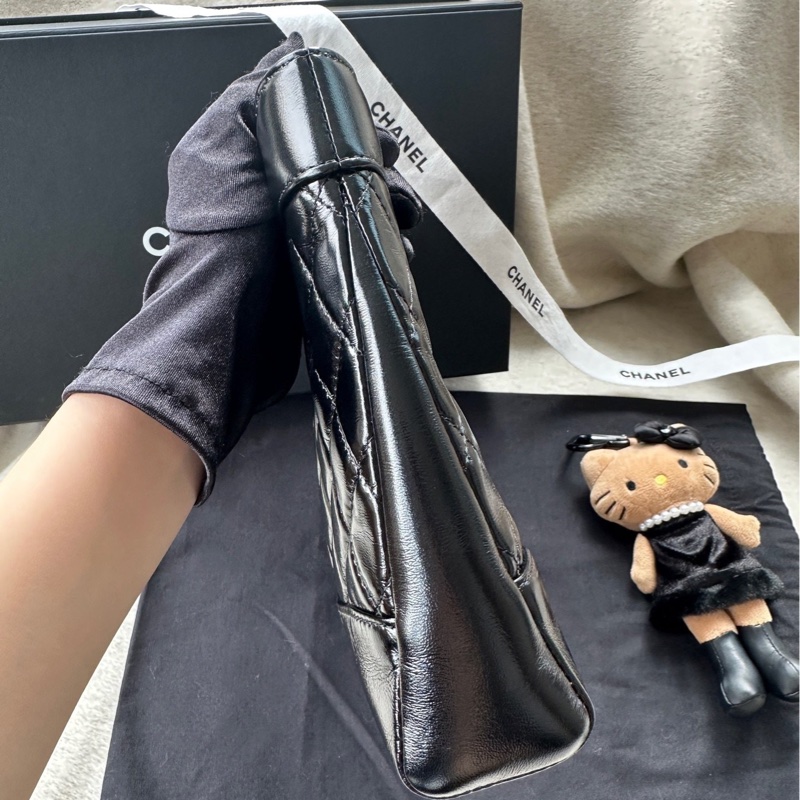 【配件：小票 防塵袋 💕】Chanel 25k 31bag mini  黑金 黑色 金扣 油蠟皮 鏈條可拆卸 手提 單肩 斜挎-2