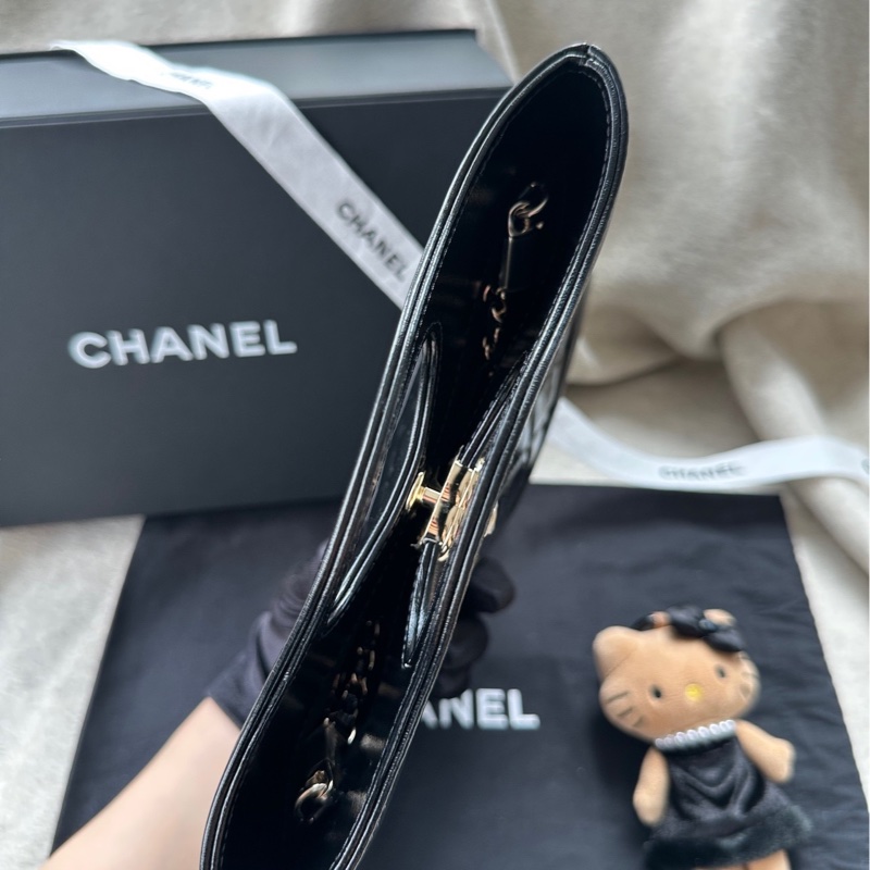 【配件：小票 防塵袋 💕】Chanel 25k 31bag mini  黑金 黑色 金扣 油蠟皮 鏈條可拆卸 手提 單肩 斜挎-3