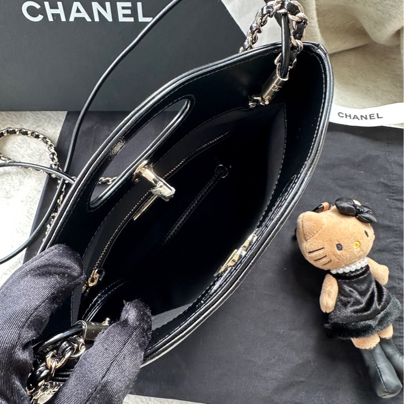 【配件：小票 防塵袋 💕】Chanel 25k 31bag mini  黑金 黑色 金扣 油蠟皮 鏈條可拆卸 手提 單肩 斜挎-5