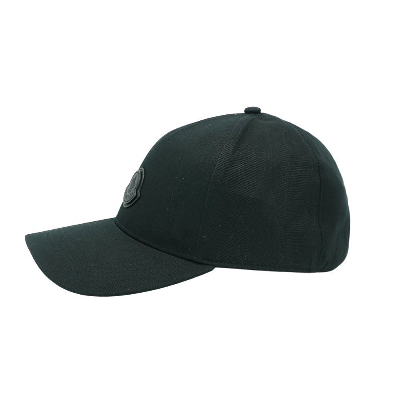 Moncler 品牌皮標棉布棒球帽(黑)-2