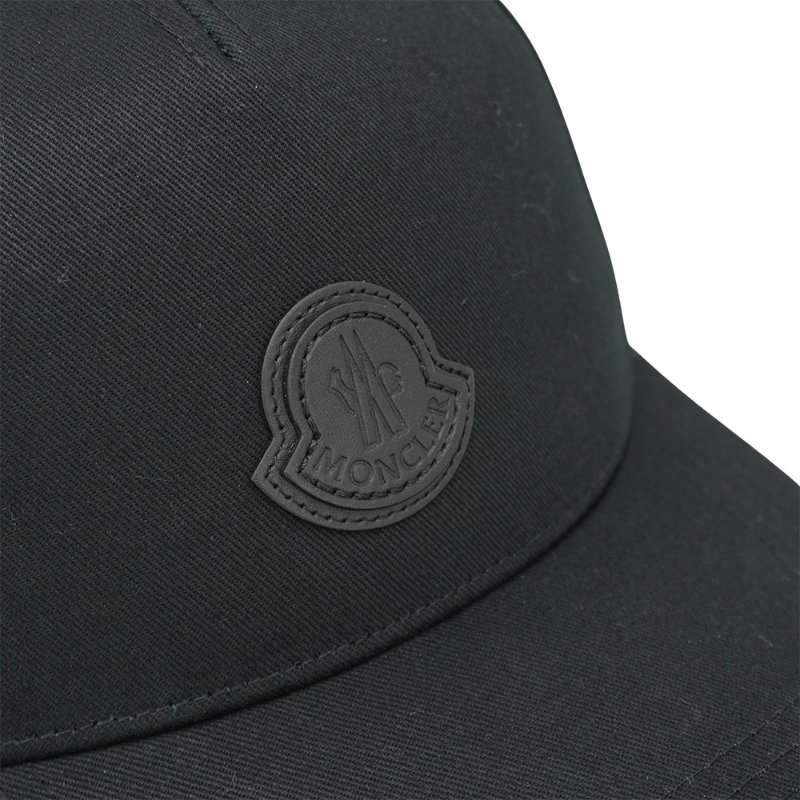 Moncler 品牌皮標棉布棒球帽(黑)-4