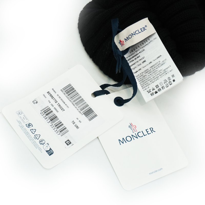 Moncler 螺紋羊毛針織毛球毛帽(黑色)-4