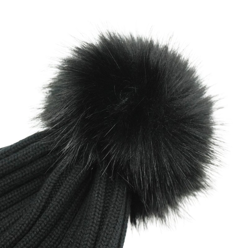 Moncler 螺紋羊毛針織毛球毛帽(黑色)-5
