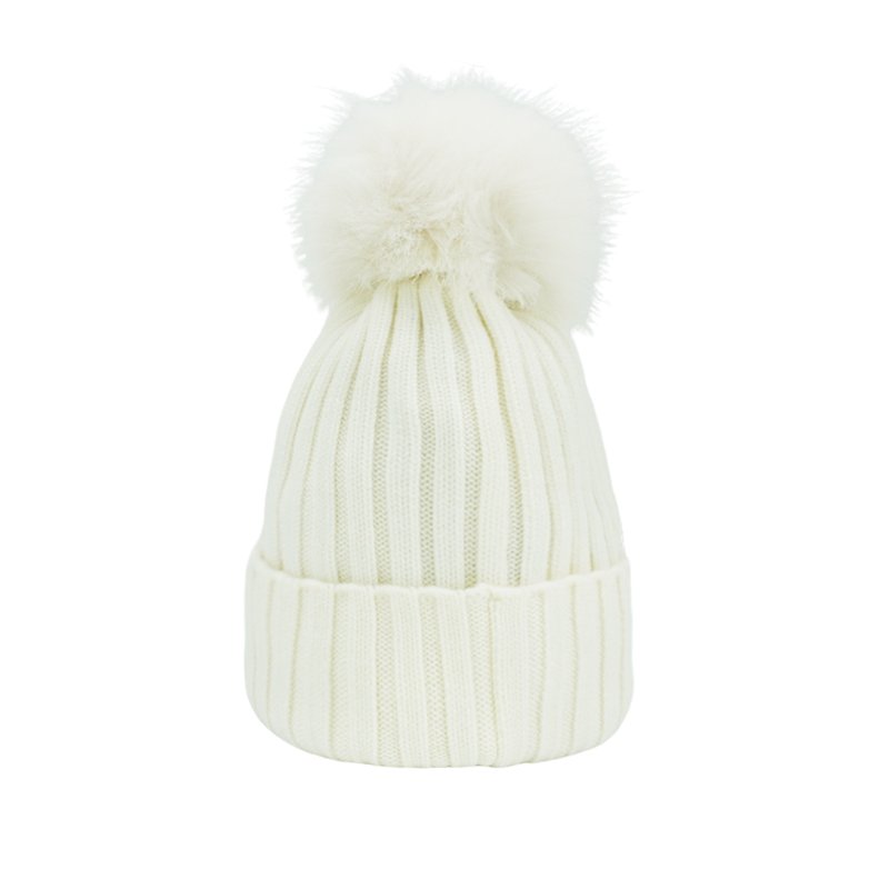 Moncler 螺紋羊毛針織毛球毛帽(白色)-2