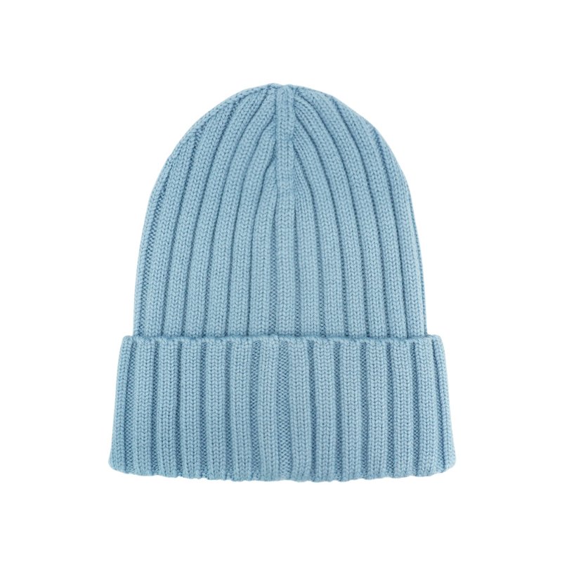 Moncler 品牌徽標羊毛螺紋針織毛帽-1