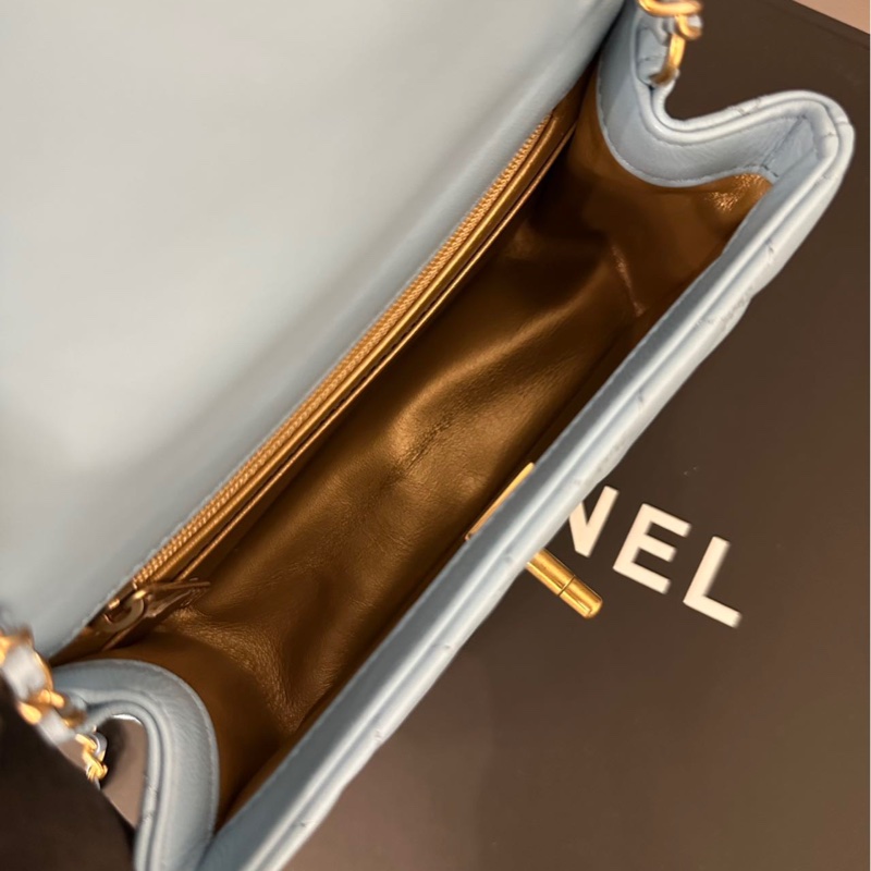 【配件：盒子 防塵袋 💕】Chanel 22s 核桃球 方胖子 霧霾藍色-7