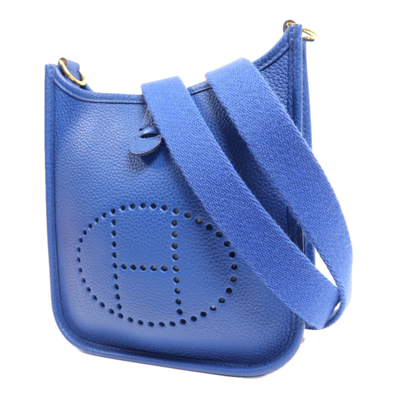 HERMES Clemence皮革Evelyne TPM金扣肩背袋Deep Blue-2