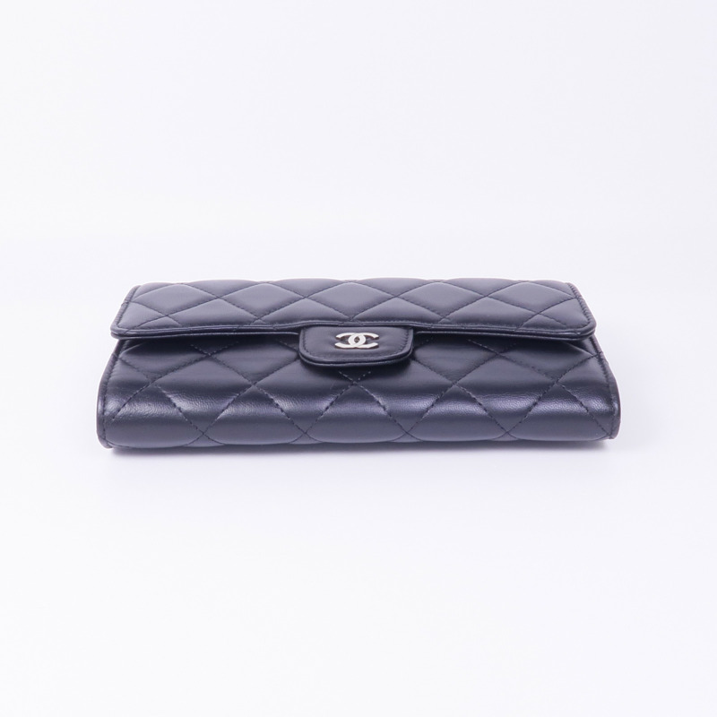 CHANEL 羊皮皮革Long Wallet銀扣長錢包-5