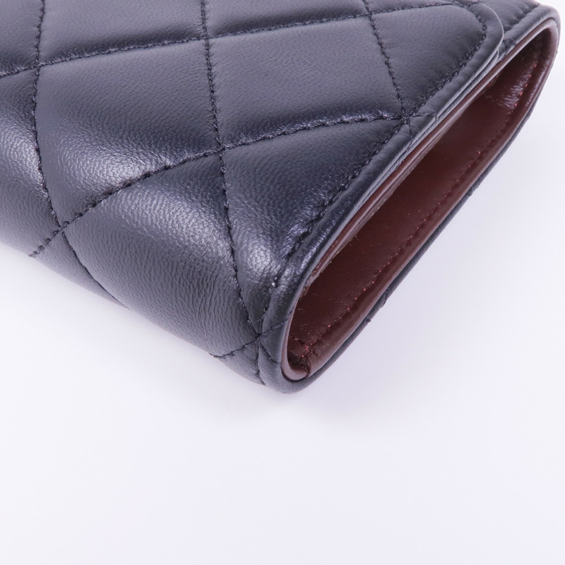CHANEL 羊皮皮革Long Wallet銀扣長錢包-9