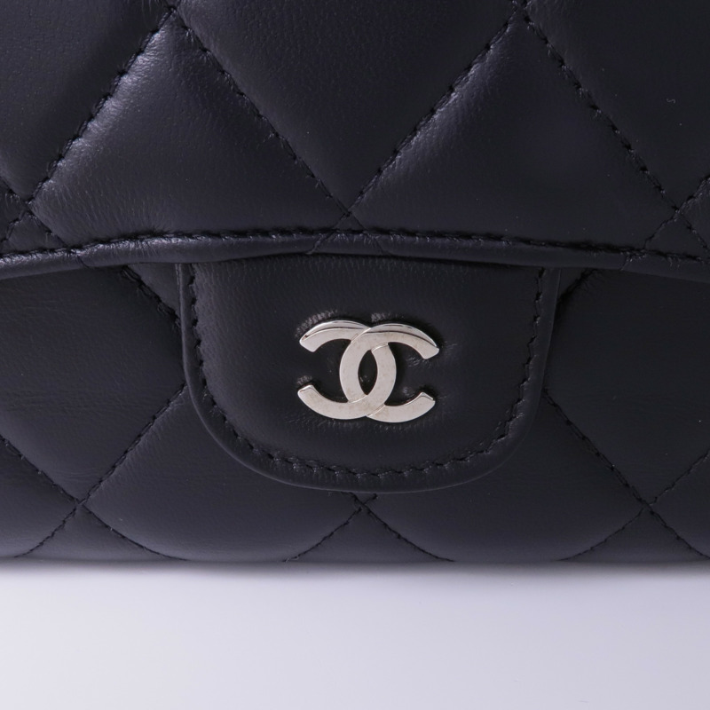 CHANEL 羊皮皮革Long Wallet銀扣長錢包-10