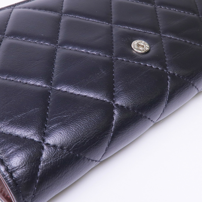 CHANEL 羊皮皮革Long Wallet銀扣長錢包-18