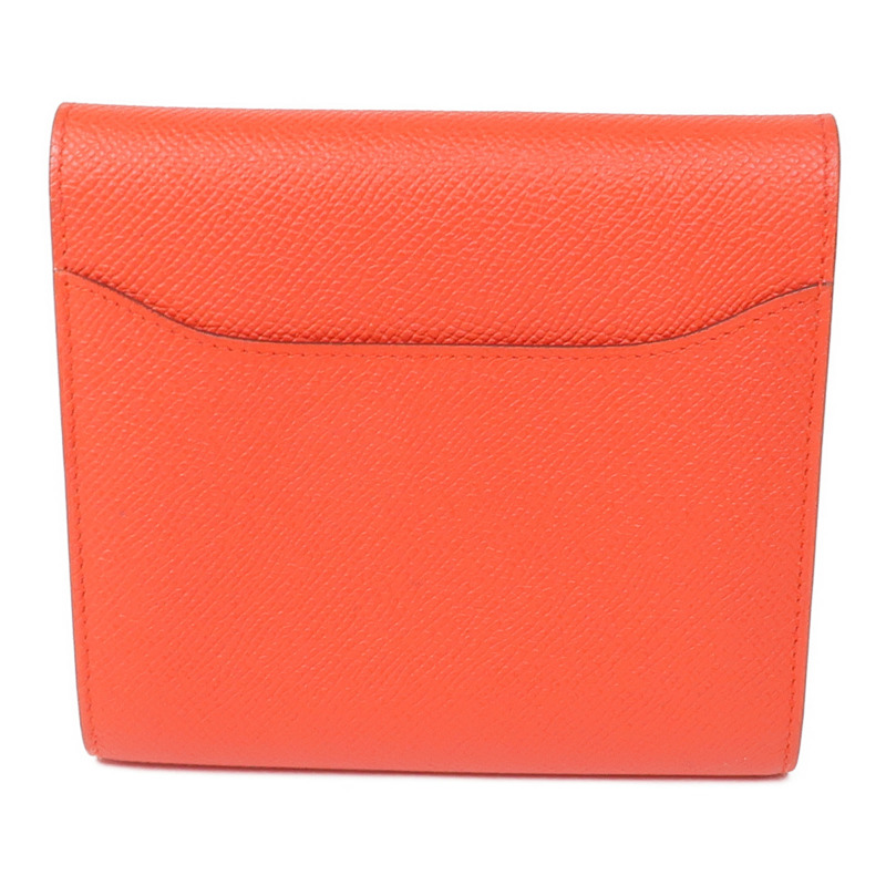 HERMES Epsom皮革Constance Slim Wallet銀扣錢包Rouge Tomato-1
