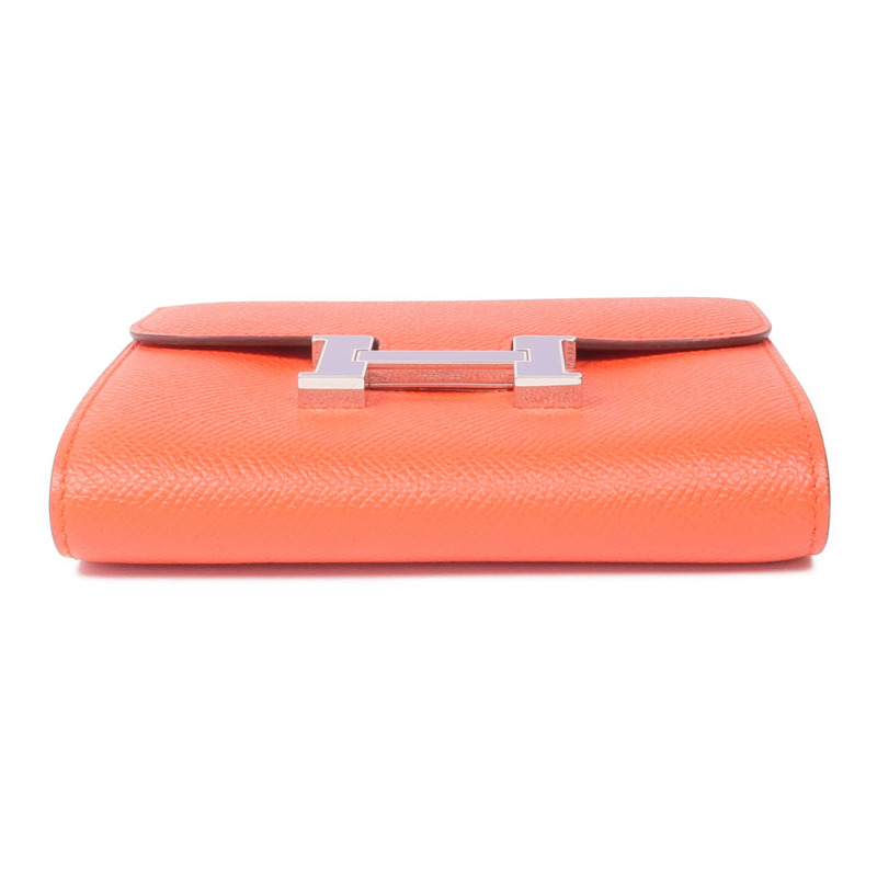 HERMES Epsom皮革Constance Slim Wallet銀扣錢包Rouge Tomato-5