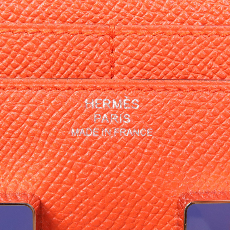 HERMES Epsom皮革Constance Slim Wallet銀扣錢包Rouge Tomato-11