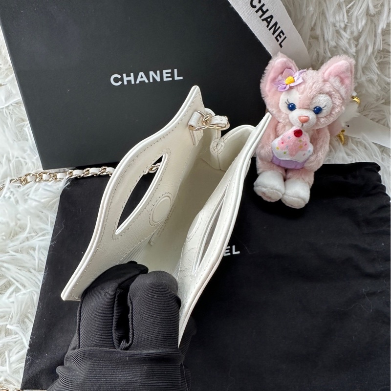 【配件：防塵袋 💕】Chanel 31bag 超mini supermini 白金 白色 金扣 手提 單肩 斜挎-5
