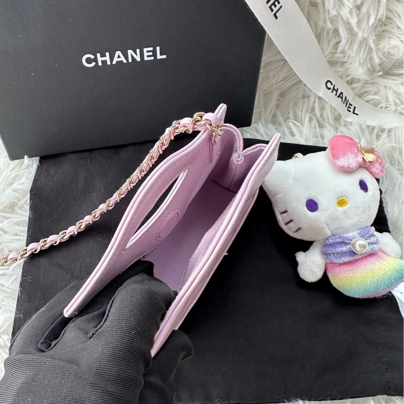 【配件：防塵袋 💕】Chanel 31bag 超mini supermini 粉色 粉紫色 金扣 手提 單肩 斜挎-5
