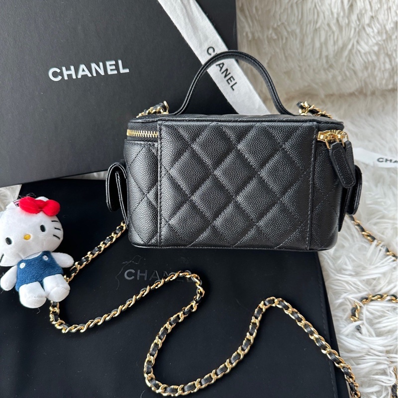 【配件：帶票大全套 💕】Chanel 25p cargo 長盒子 相機包 小號 盒子包 化妝包 黑金 黑色 金扣 荔枝牛皮 手提 單肩 斜挎-2