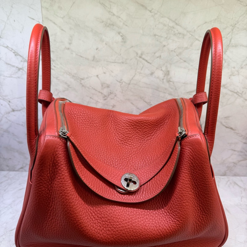 HERMES 橘紅色 TC皮 lindy30/框R刻-4