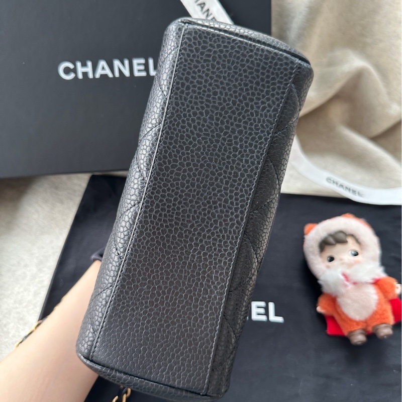 【配件:防塵袋 💕】Chanel 24K 保齡球 小號 黑金 黑色 金扣 荔枝牛皮 手提 單肩 腋下 斜挎-4