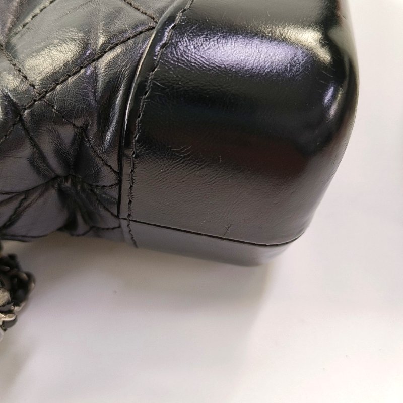 CHANEL GABRIELLE小號黑色牛皮菱格紋絎縫流浪包斜挎包單肩包金色銀色釕色五金28開可拆卸肩帶-9