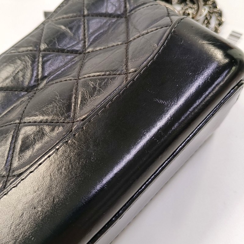 CHANEL GABRIELLE小號黑色牛皮菱格紋絎縫流浪包斜挎包單肩包金色銀色釕色五金28開可拆卸肩帶-12
