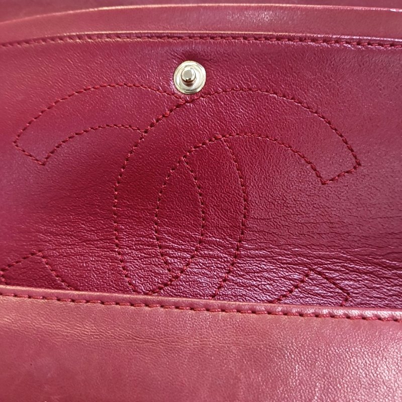 CHANEL 2.55 大號 紅色牛皮菱格紋絎縫單肩包斜挎包銀色釕色五金14開-8