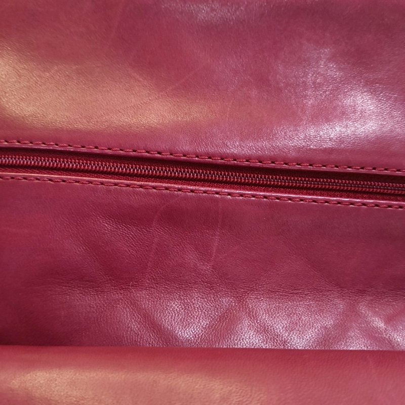 CHANEL 2.55 大號 紅色牛皮菱格紋絎縫單肩包斜挎包銀色釕色五金14開-12