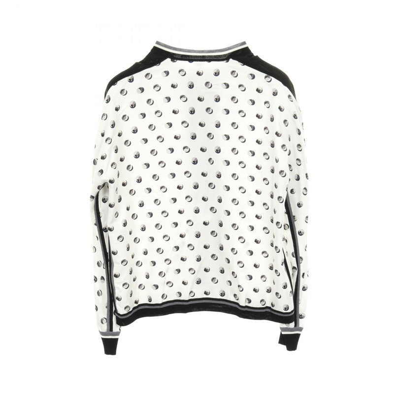 愛馬仕斜紋布巷 JEU DE BILLES 真絲短袖上衣，白色/黑色，二手女款，34碼-1