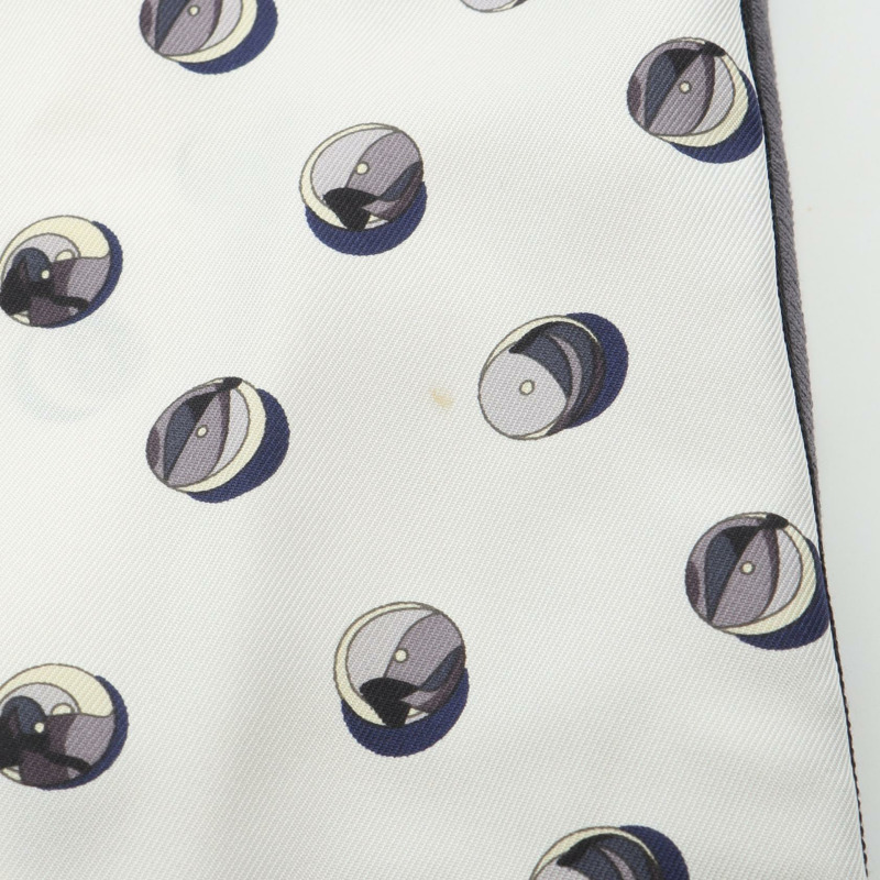 愛馬仕斜紋布巷 JEU DE BILLES 真絲短袖上衣，白色/黑色，二手女款，34碼-4