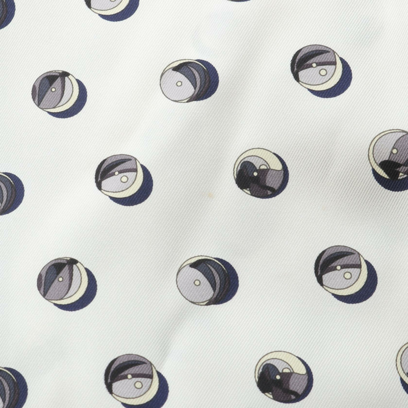 愛馬仕斜紋布巷 JEU DE BILLES 真絲短袖上衣，白色/黑色，二手女款，34碼-5