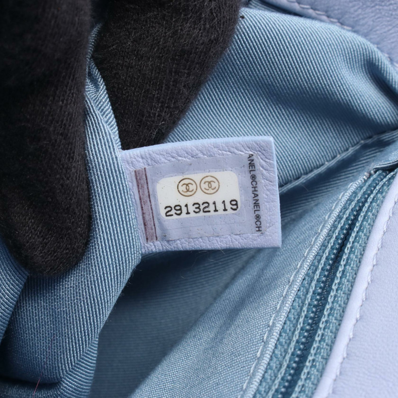 香奈兒 19 dix-neuf 鏈條肩挎包 棉質針織 藍色 二手 女士-5