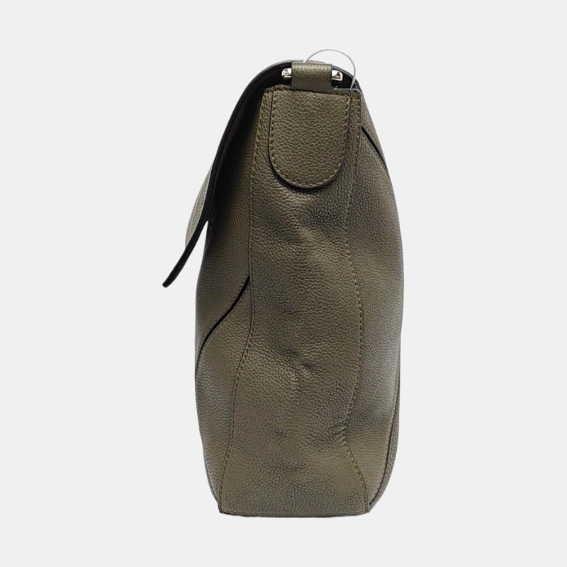 LOEWE Puzzle 綠色牛皮幾何包單肩包銀色五金可拆卸肩帶-2