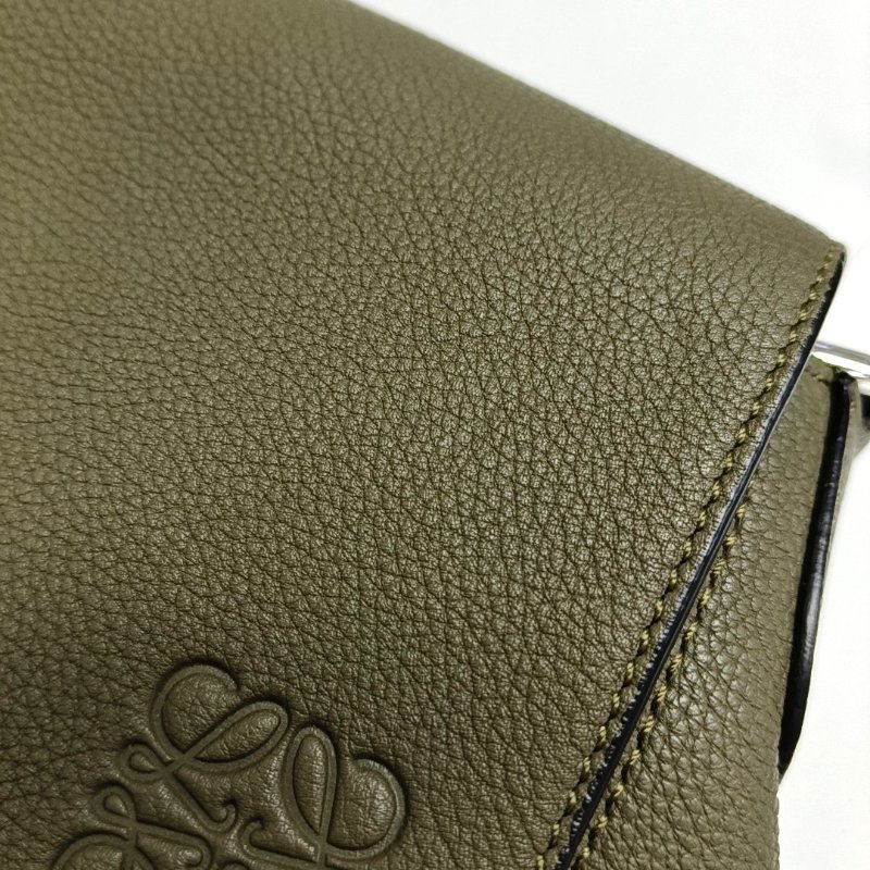 LOEWE Puzzle 綠色牛皮幾何包單肩包銀色五金可拆卸肩帶-8