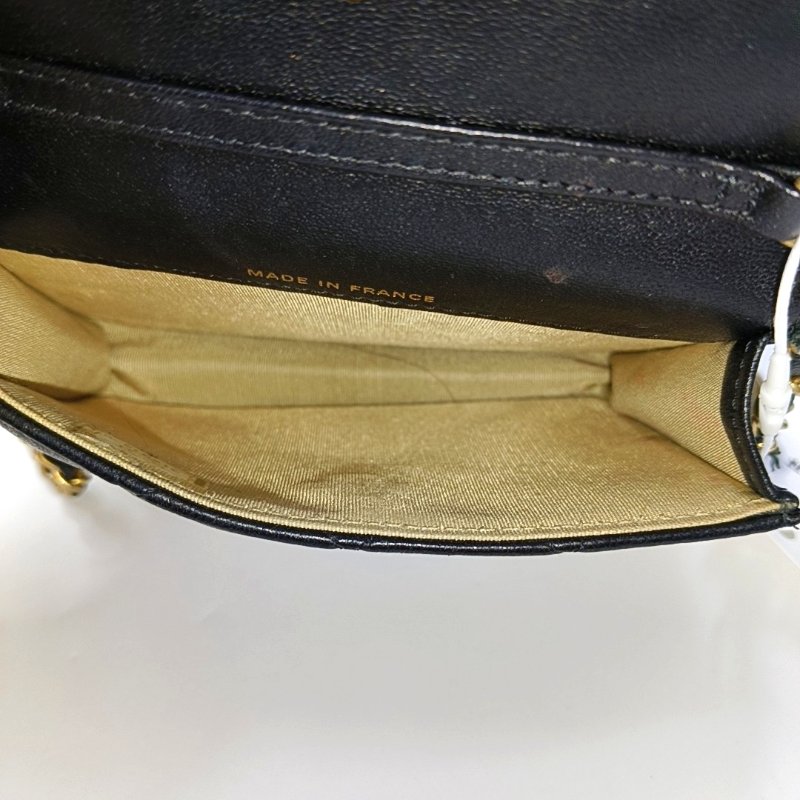 CHANEL 黑色羊皮菱格紋金球斜挎包單肩包腰包/胸包 金色五金 31開-6