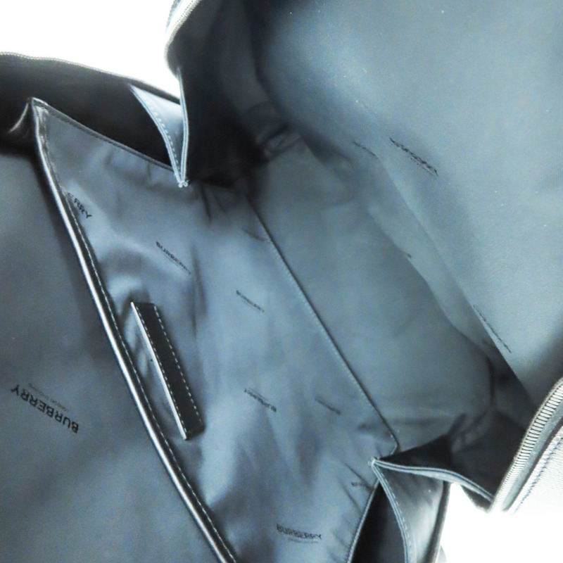 黑色 牛皮 PVC塗層帆布 後背包【BURBERRY 巴寶莉】-4