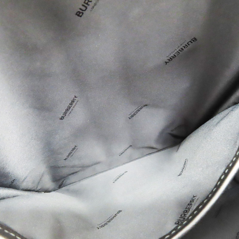 黑色 牛皮 PVC塗層帆布 後背包【BURBERRY 巴寶莉】-5